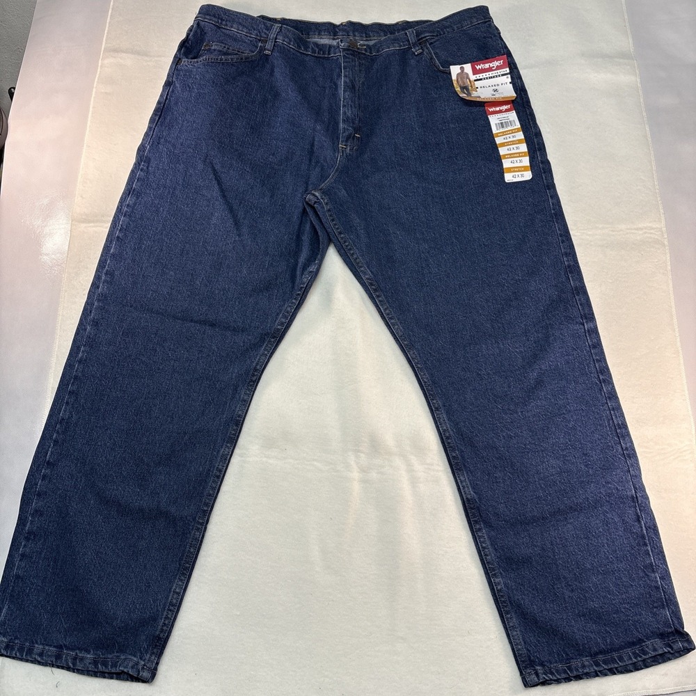 NWT Wrangler Jeans‎ Men's Five Star Heritage Denim Relaxed Fit Stretch 42x30